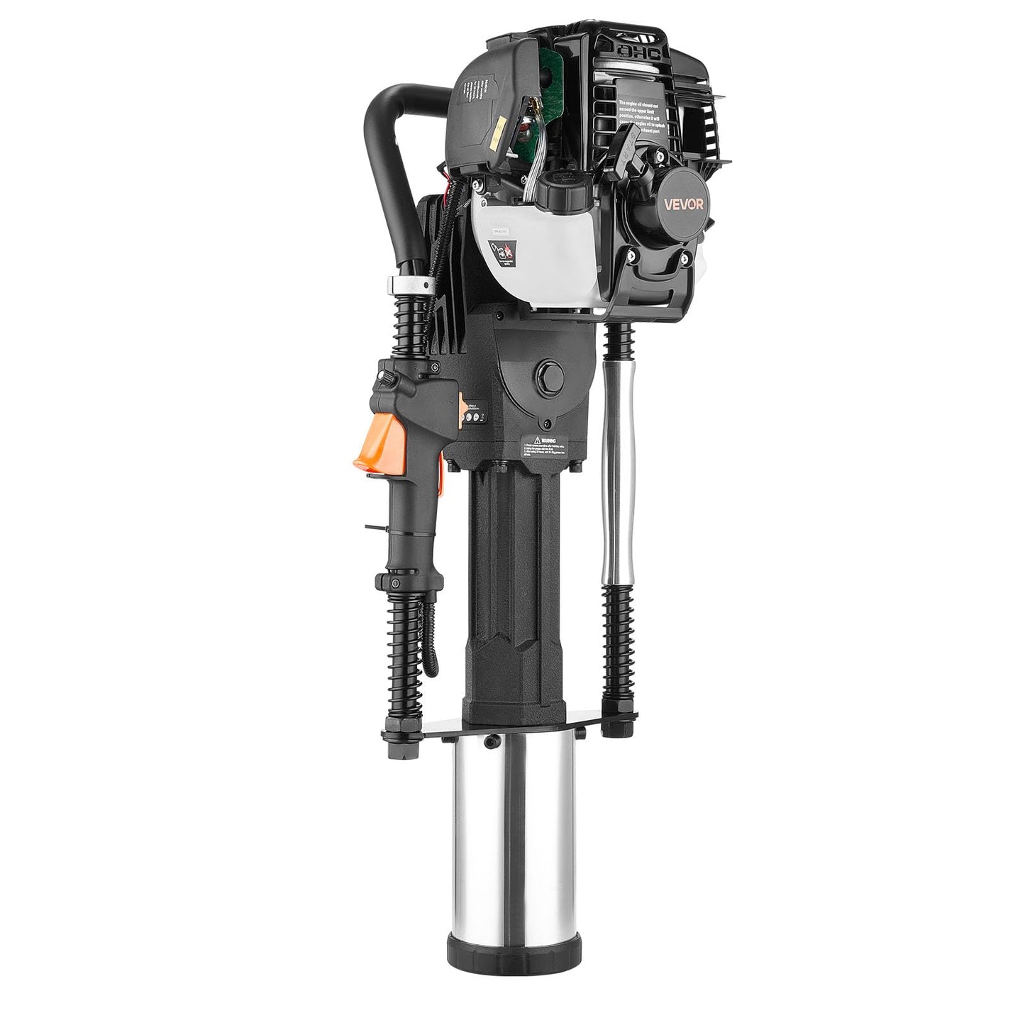 VEVOR Gas Powered T Post Driver, 37.7cc 4-Stroke Engine Efficient Post Pounder with 3 Piling Sleeves, Vibration-Reducing Handle, Heavy Duty Fence Pile Driver for Farm, Orchard, Road Work, Landscaping