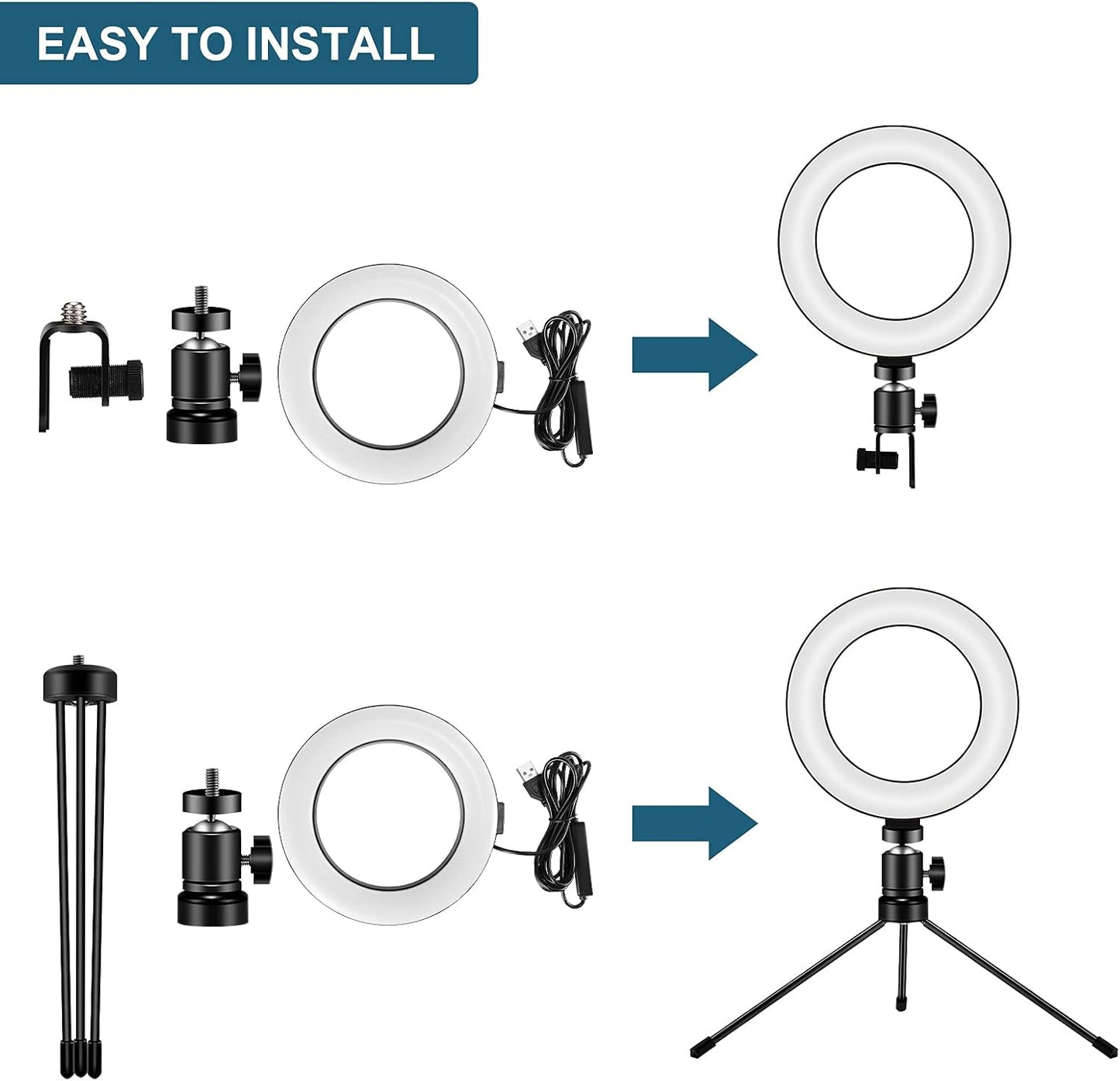 Sancheay 3 10 Dimmable Video Conference Lighting Kit, LED Ring Light for Webcam Lighting, Light Modes & Brightness