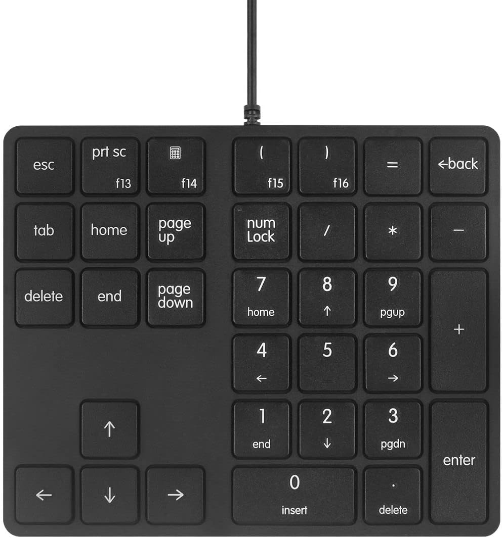Merdia 34 Numeric Keypads Wired Numpad Keys External Mini Slim Keyboard Magic Force for Financial Cashier