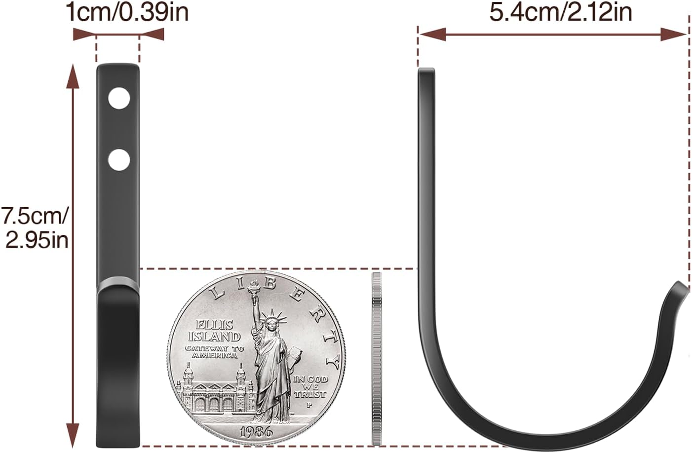 Niffgaff 10-Pack Outdoor Wall Hooks - 30LB Metal Hangers for Coats, Towels, and Backpacks | Black