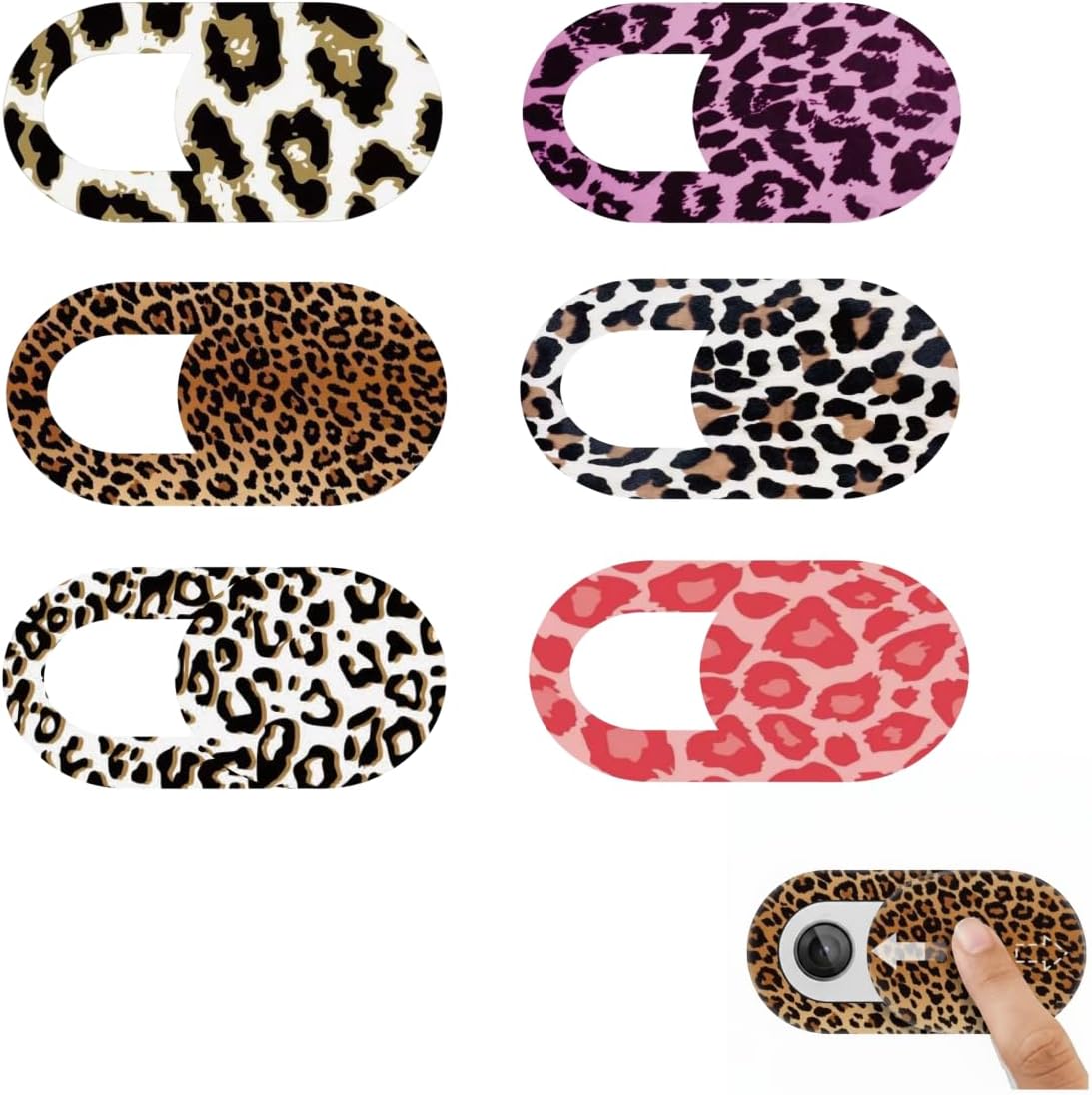 Generic 6Pcs Webcam Covers Slide Leopard Print for iPad Tablet Laptop Blocker Camer Cover Privacy Protection Stickers