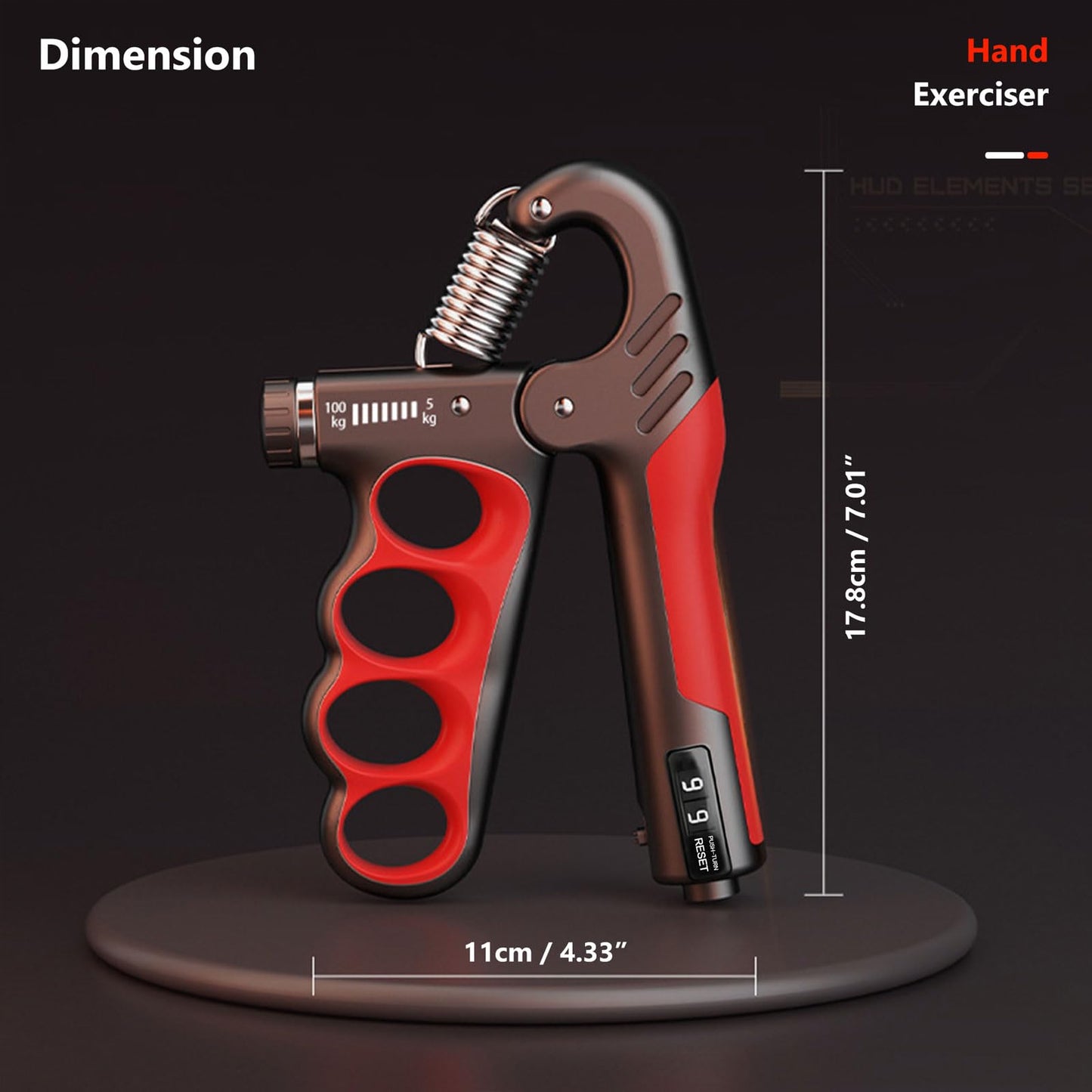 Grip Strength Trainer Forearm Strengthener, 11-220 lbs Adjustable Resistance, Automatic Counting, Ergonomic Design, Ideal Device for Grip Strengthening, Arthritis Relief, Hand Physical Therapy & Rehab