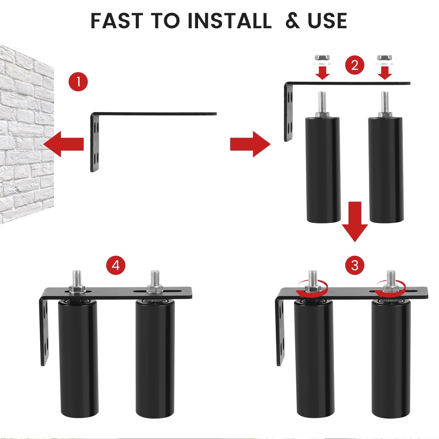 6"Gate Roller Guide,Sliding Gate Hardware with L-Sliding Gate Brackets,Sliding Gate Kit,Universal Adjustable Heavy Duty Sliding Gate Rollers,Rolling Gate Hardware Kit