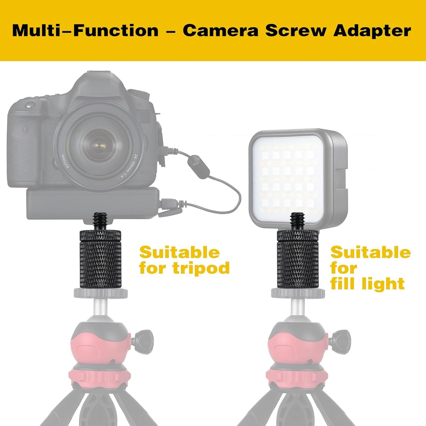 Bruislard 8 1/4" 3/8" Set Pieces & Camera Screw Adapter Camera Tripod Adapter Cameras Mount Screw for DSLR Flash