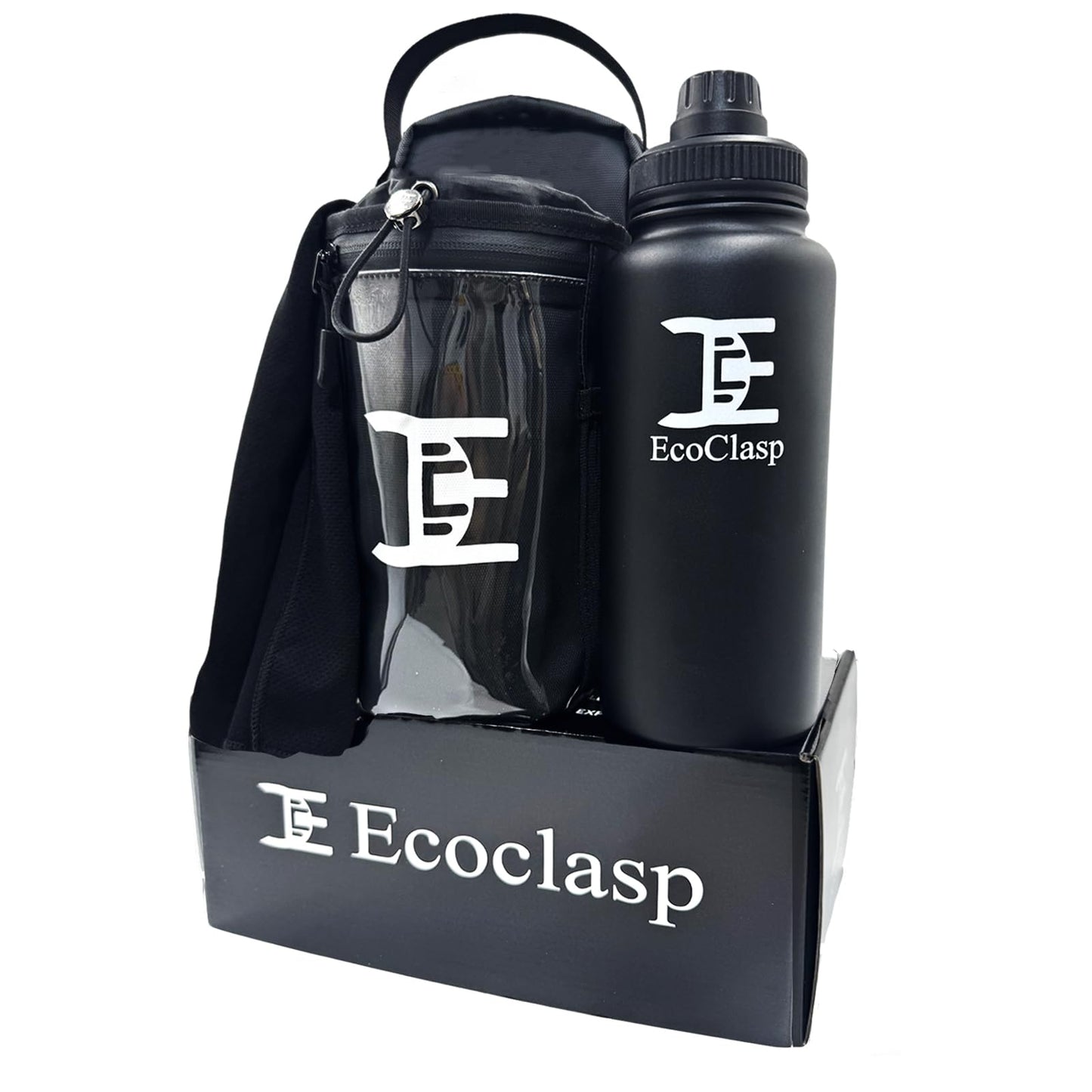 EC Ecoclasp Magnetic Gym Bag Water Bottle Holder Small Bag for Men Women Waterproof 900D Gym Gifts 32oz Insulated Water Bottle Towel Set