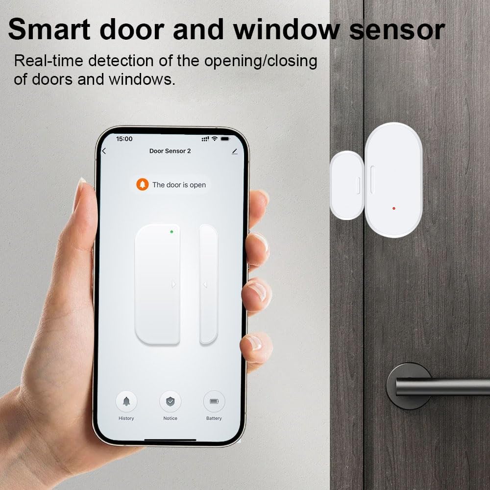 Haozee Door and Window Sensor, Requires Zigbee Hub, Zigbee Connection, Wireless Detector for Alarm Systems and Smart