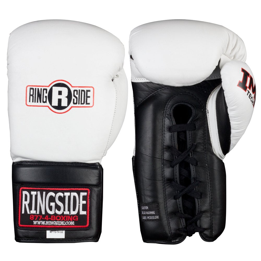 Ringside unisex adult Lace UP Boxing Gloves, Black, 16-Ounce US