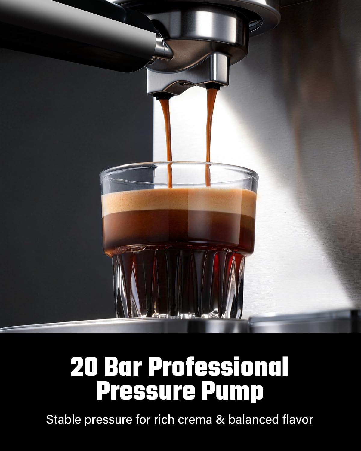 KIDISLE 20 Bar Espresso Machine with Automatic Milk Frother, Cappuccino & Latte Maker, Dual Boiler Coffee Machine (1350W + 1000W), 44oz Water Tank, 24oz Milk Reservoir, Touchscreen, Stainless Steel
