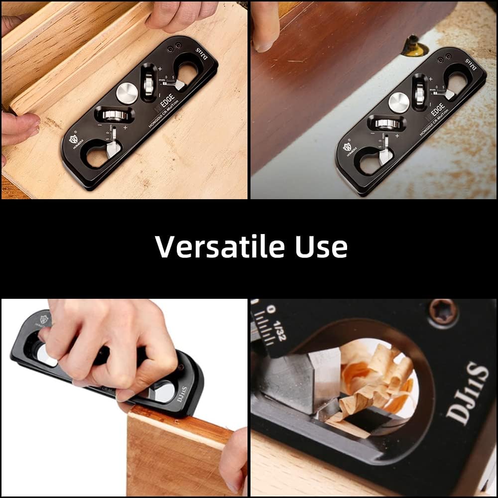 HONGDUI DJ11S 2-in-1 Chamfer & Radius Plane,1/32"(5mm) Depth Adjustable, Aluminum Alloy Edge&Radius Chamfering Plane, 3 Blades with 12 Cutting Edges for Use Woodworking Tool-1 Pcs