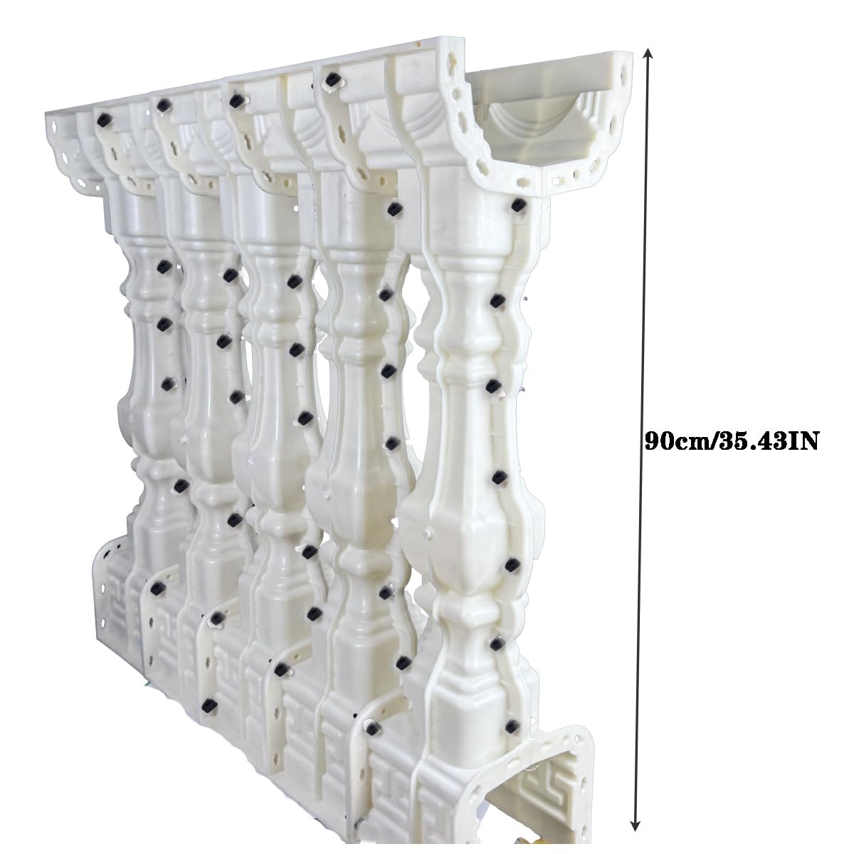 DIYUNIMOULD 5PCS 35.4Inch Height Upgraded Thickened Reusable Concrete Balcony Casting Mold - Heavy Duty ABS Forms for Pillar Balustrade (Square Gourd)