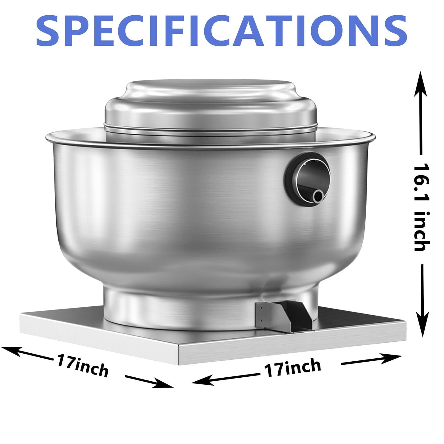 FICBXRA Restaurant Canopy Hood Grease Rated Exhaust Fan- Truck High-Speed Direct Drive Centrifugal Upblast Exhaust Fan 1/6 HP 110 Volt Single Phase Motor 800 CFM