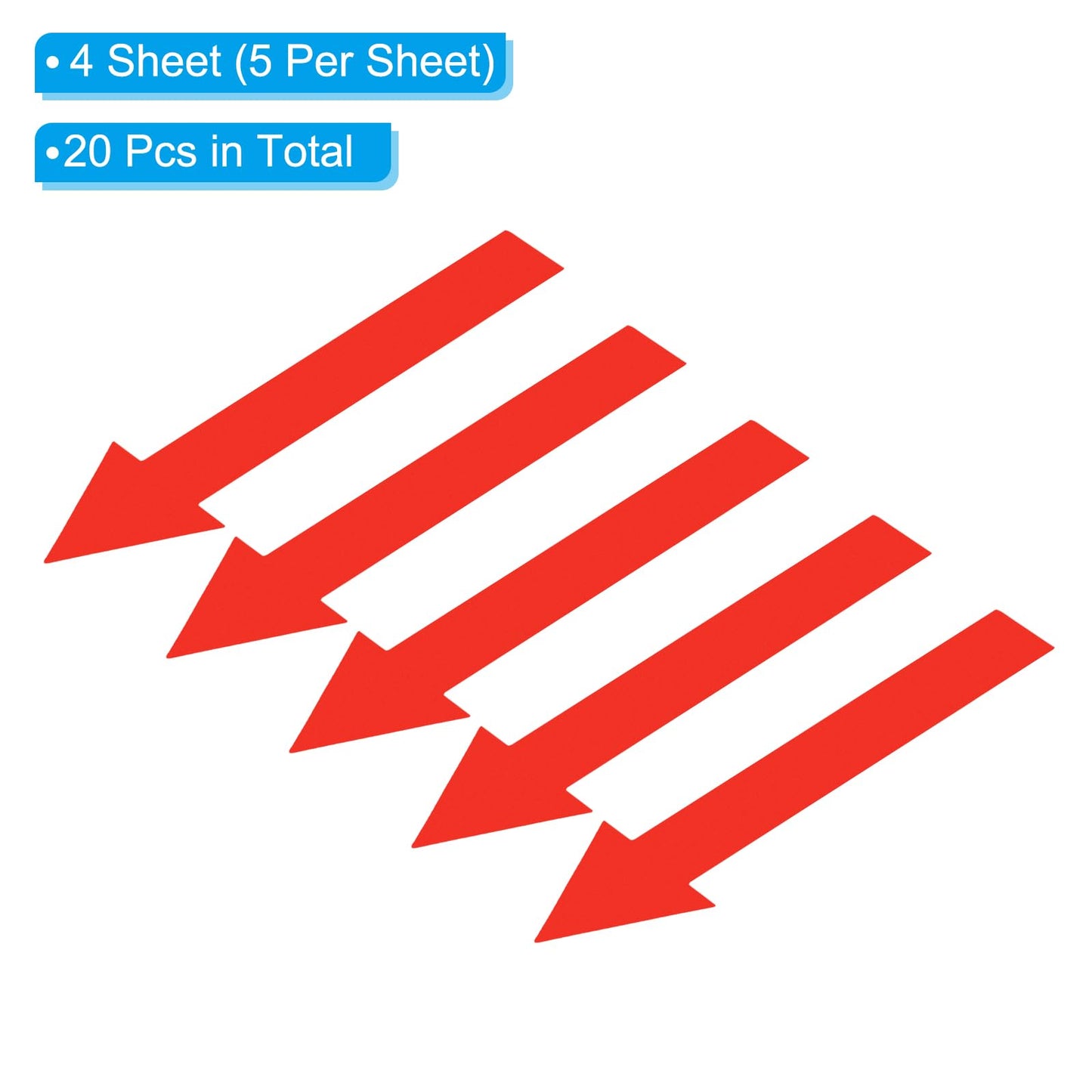 PATIKIL Arrow Sticker 5 Inch, 4 Sheet Directional Sign PVC Adhesive Removable Floors Decal for Floors Wall Marking, Red