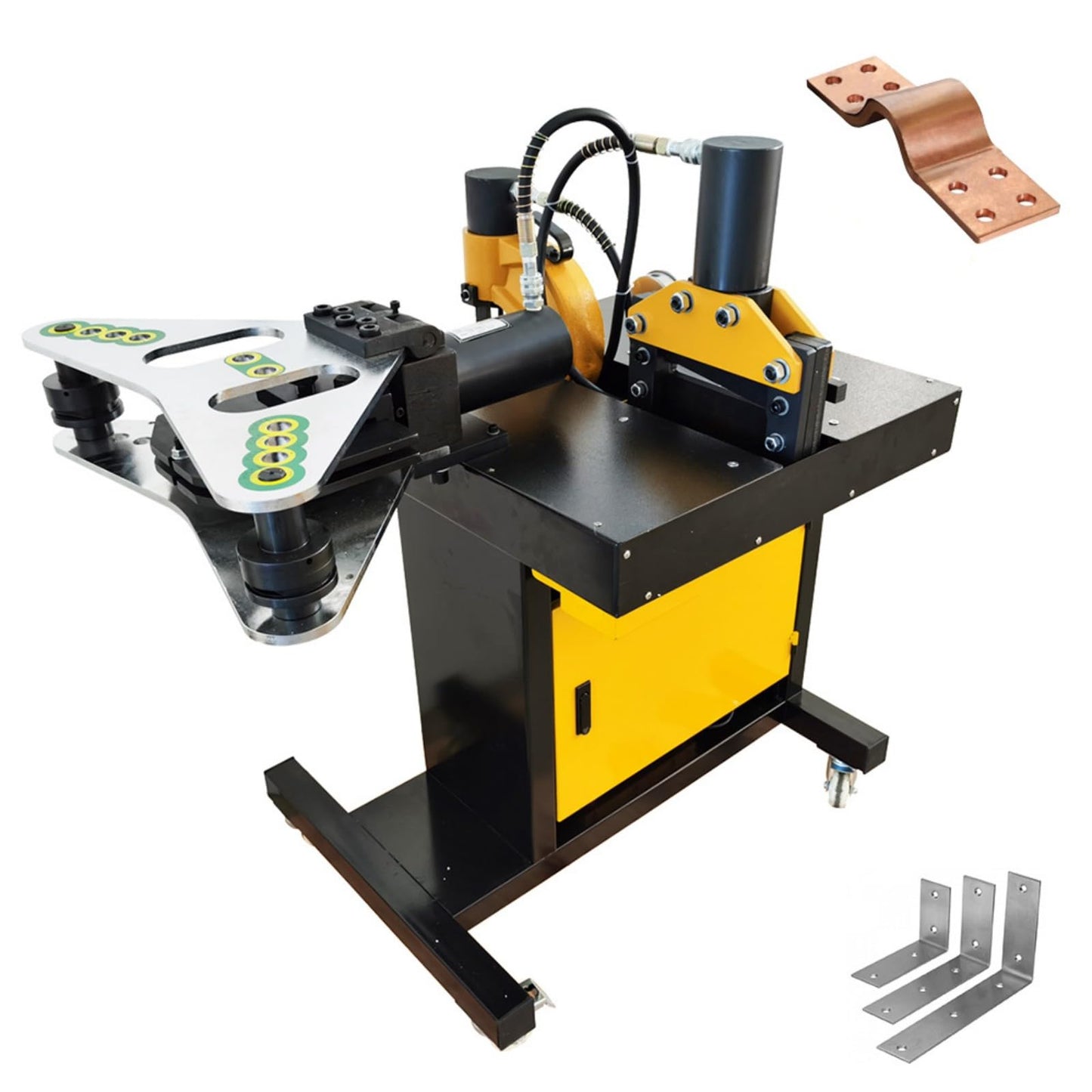 BEILOCKERY Hydraulic Busbar Machine,4-in-1 Copper Aluminum Bus Bar Processor for Cutting, Punching, Flat & Edge Bending, 110V Busbar Machine for Switchgear/Electrical Panel Fabrication