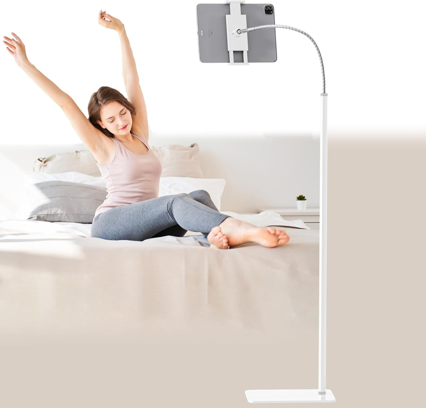 cretopwin (3.5''-9.7''), Tablet Floor Stand Holder with Flexible Gooseneck and Stable Base, Compatible with Tablet