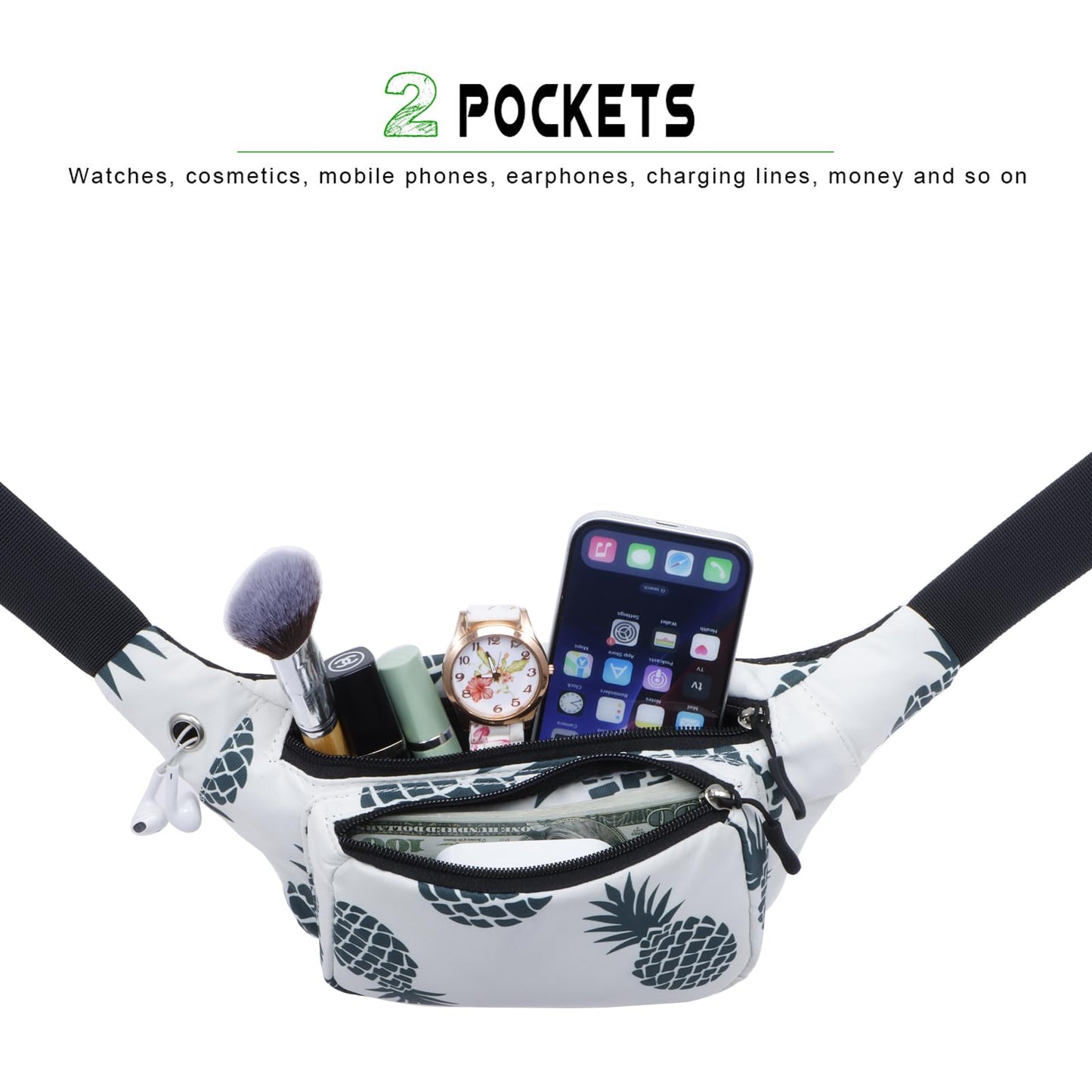 Unisex Running Waist Pack with Adjustable Buckles, Lightweight Waist Bag for Sports, Hiking, Dog Walking Fanny Pack Belt Can Hold Passport, Money, Cellphone