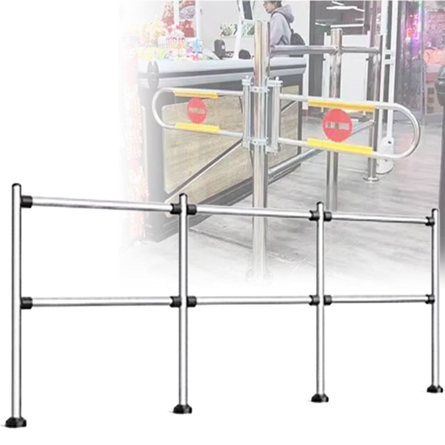 JIIPOREGJ Stainless Steel Supermarket Cashier Counter Safety Gatespring-Loaded Automatic Swing Door for Librarysmall 1-Way Pedestrian Access.Silver-300X100Cmx6.3Cm
