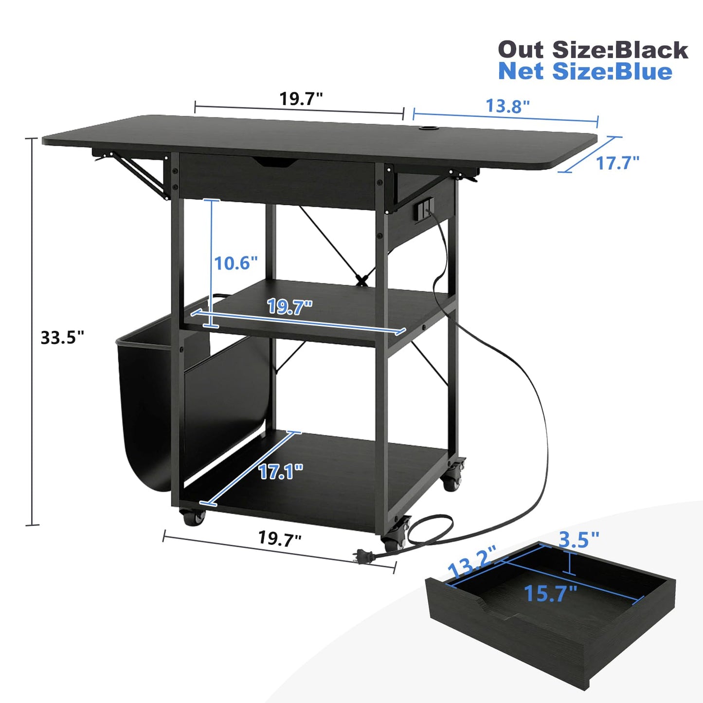 PUNCIA Foldable Heat Press Table with Drawers - Heavy Duty Heat Press Stand with Wheels for Easy Mobility Collapsible Heavy Duty Workbench for Sublimation, T-Shirts and Caps Heat Transfer Project