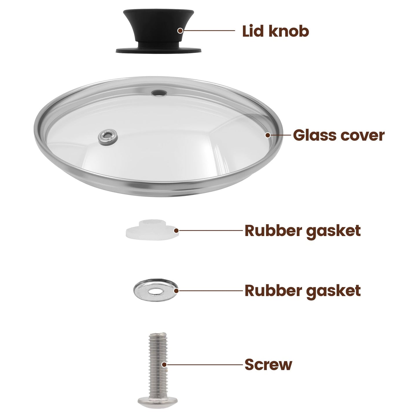 HEVSTIL Universal Lid for Pots, Pans and Skillets,6inch /15cm Clear Glass Pot Lid with Heat Resistant Silicone Handle Glass Replacement Lid for Frying Pan, Frying Pans,Pan Lid, Cast Iron, CrockPot