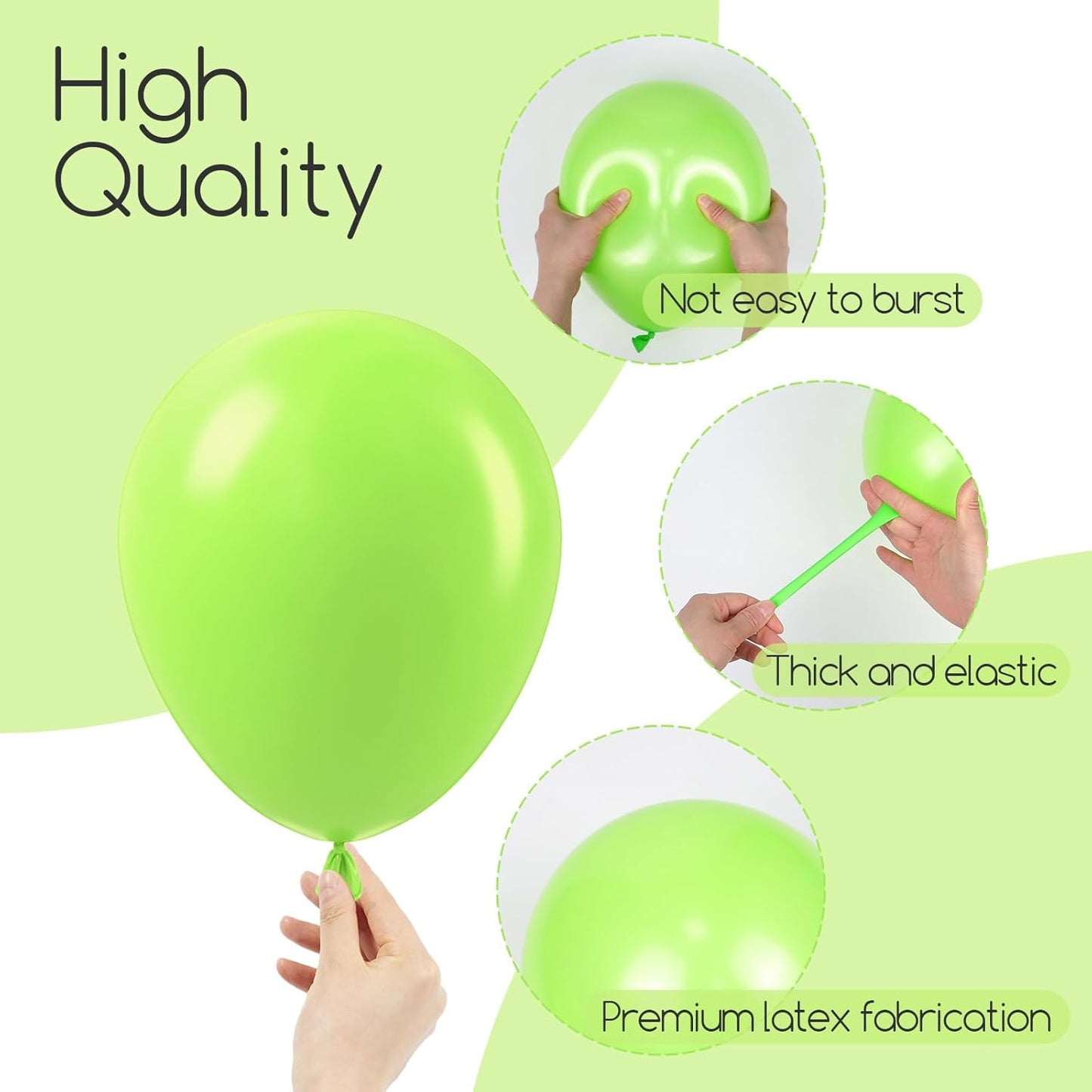 Skiennix Lime Green Balloons - 120-Piece Set for Dinosaur Baby Shower & Birthday Party Decor | 5-18 Inch Sizes