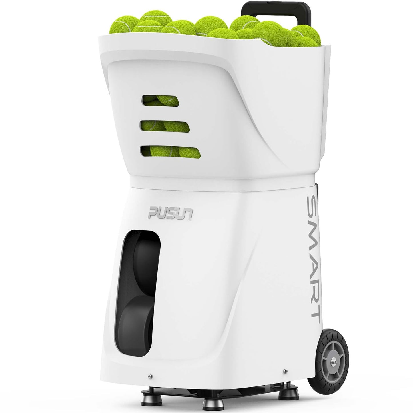 PUSUN PT-Smart Tennis Ball Machine: App Control,12 Drills,6-Level Spin,28-Pt,14 Padel Modes,75 MPH,32.6 lbs,100+ Ball, 5H Battery, Portable, for Fitness,Coaches,Solo Practice,Pros,School (White)