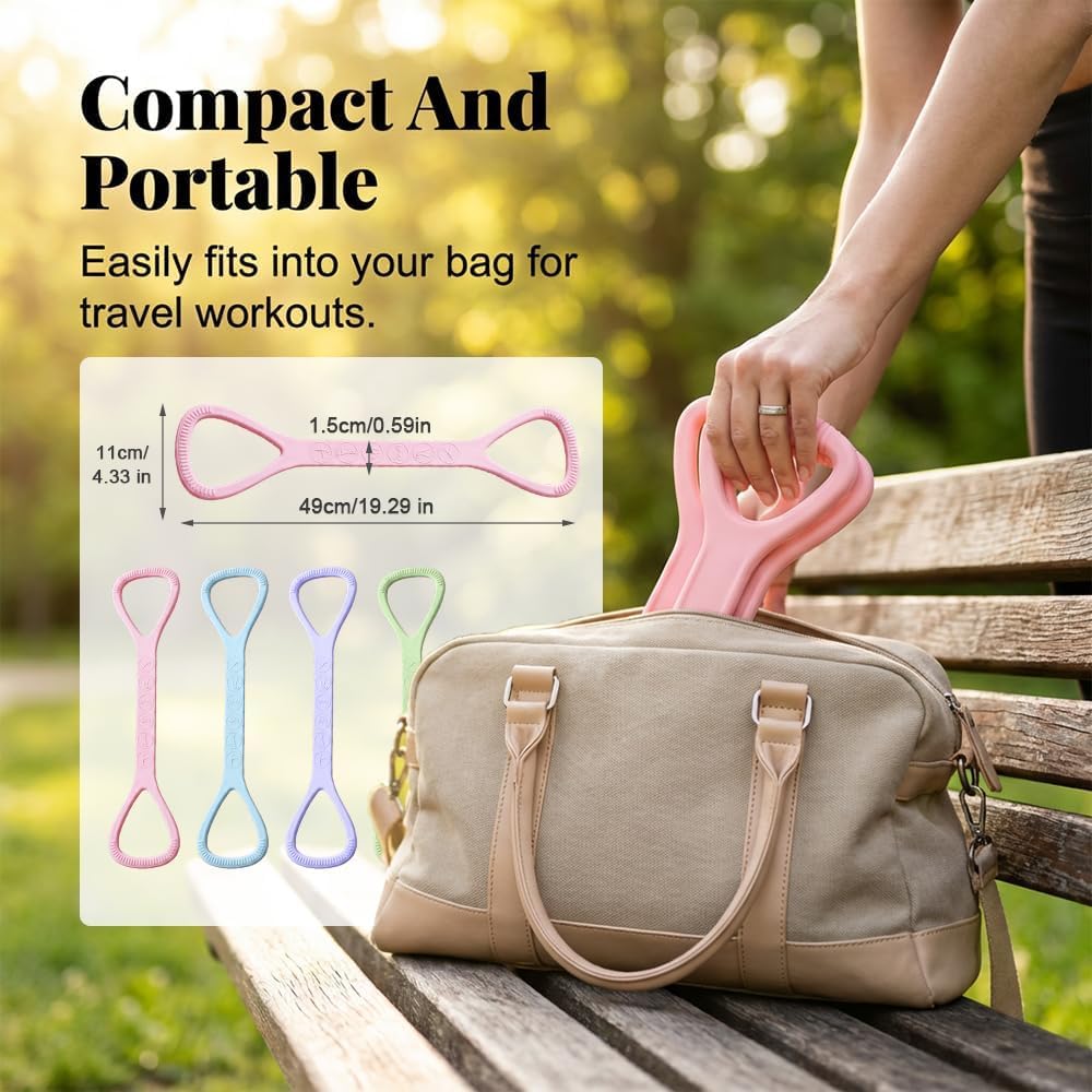 Figure 8 Resistance Bands with Handles, 2026 New Figure 8 Exercise Band for Arms, Shoulders, Chest & Back, Silicone Stretch Resistance Band for Home Workout, Yoga, Pilates & Strength Training (Purple)