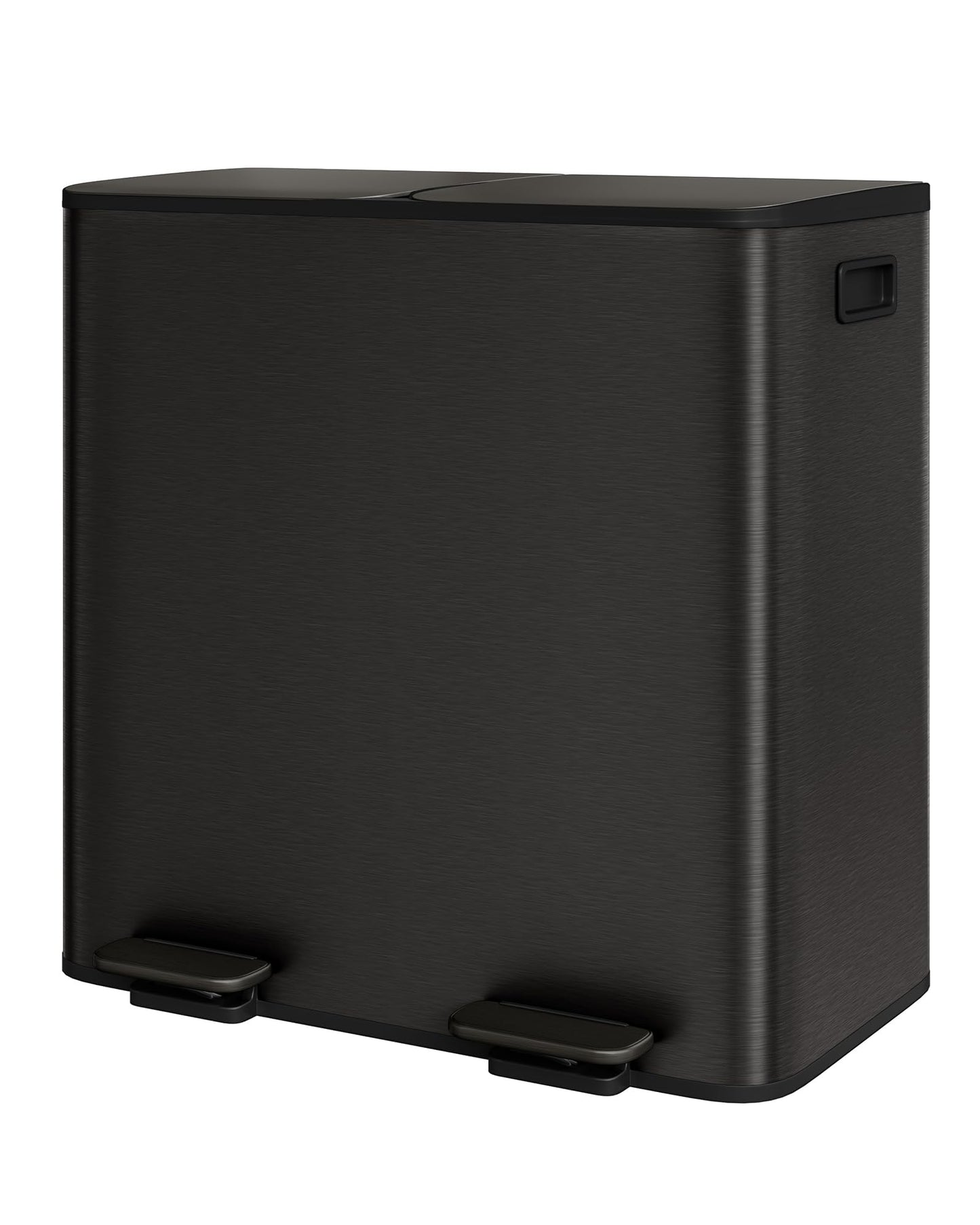 Garvee Double Trash Can, 2 x 10.6 gal (2 x 40 L) Garbage Can for Kitchen Dual Compartment Recycling Kitchen Step Trash Bin, Stainless Steel Trash and Recycle Bin Combo with Soft-Close Lid,Black