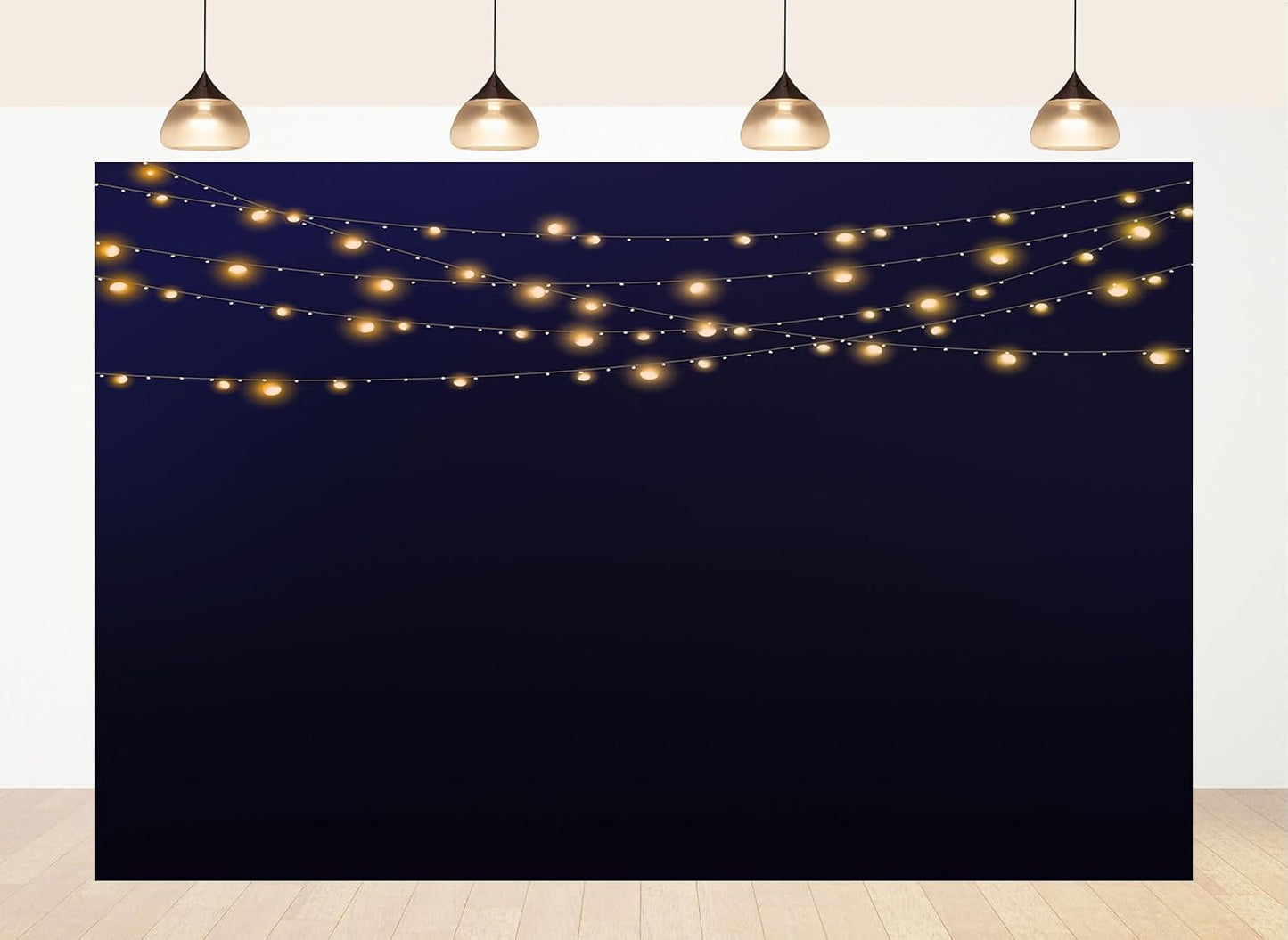 LidyMini 10x8ft Fabric Dark Night String Lights Backdrop Romantic Party Photography Background Stunning Light Charm