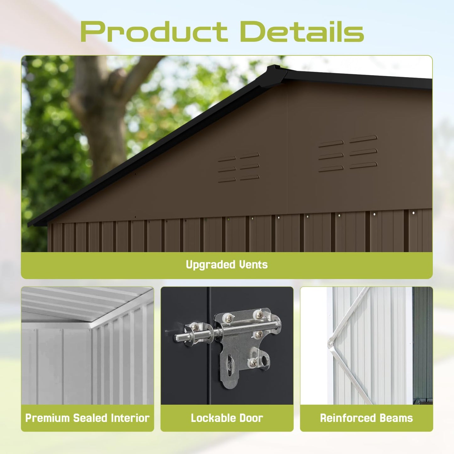 5' x 3' Outdoor Storage Shed, Sturdy Metal Building w/Floor Frame and Lockable Doors for Garden, Backyard, Poolside and Lawn, Brown