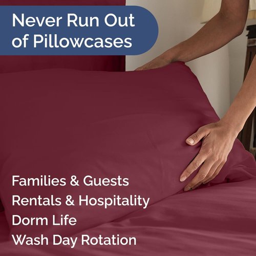 King Pillow Cases by [Brand Name] - Ultra Soft Hotel Quality Covers | Comfy, Wrinkle-Free & Easy Care - 8 Piece Set in Burgundy