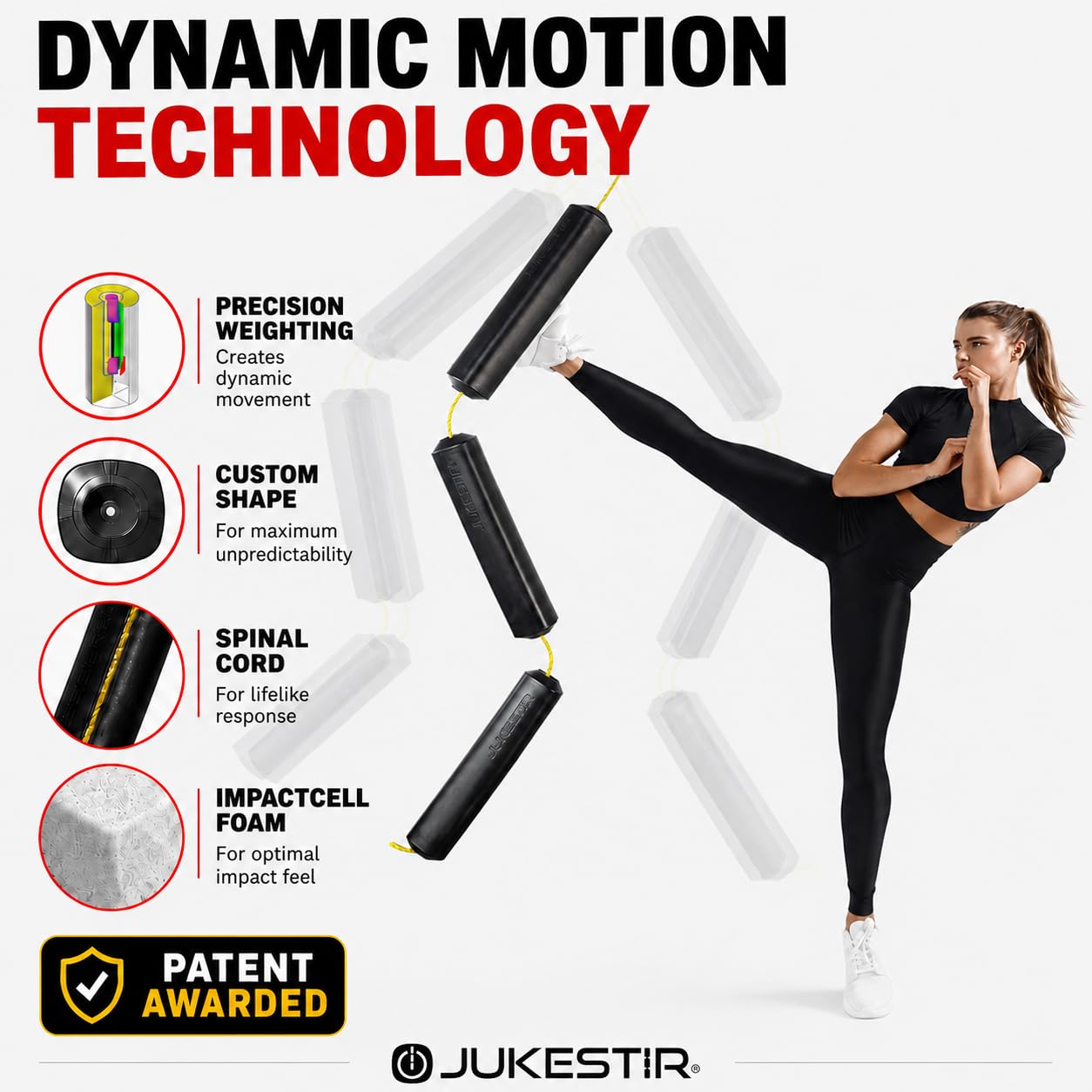 Jukestir® Only Punching Bag with Dynamic Motion. Better Footwork Than Double End Bag, Speed Bag. More Agility Than Heavy Bag. Boxing MMA Equipment. Great Workout for Adult or Teen. Used by Pros.