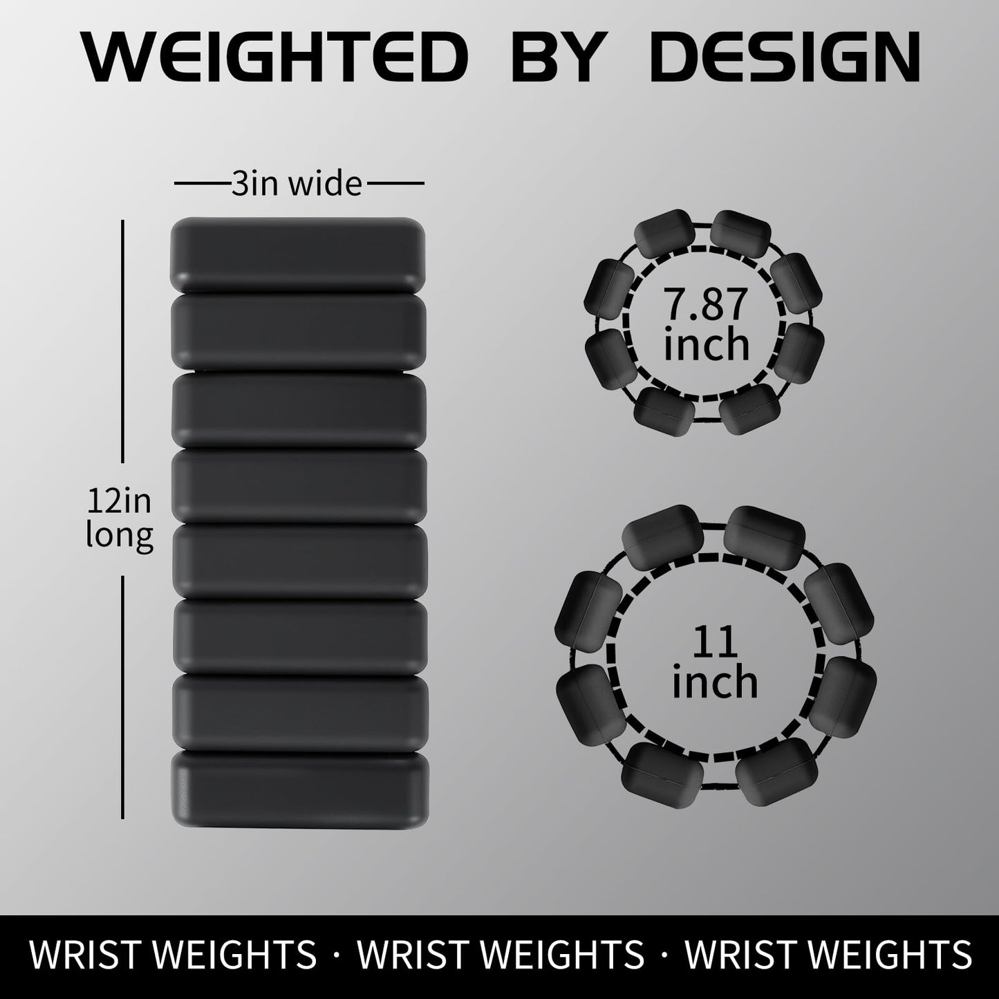 Spectent Ankle & Wrist Weights for Women – Adjustable Silicone Wrist & Ankle Weights, Wearable Arm/Leg Set for Pilates, Yoga, Walking & Strength Training (1lbs Pair Black)