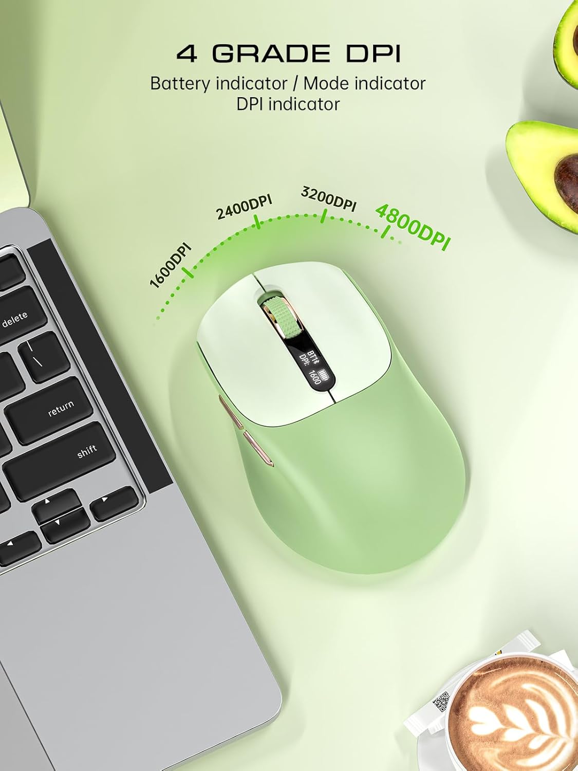 XISOGUU 5.0/4.0 2.4G Wireless Bluetooth Mouse, Bluetooth & Tri-Mode, Type-C Rechargeable with LED Screen Display