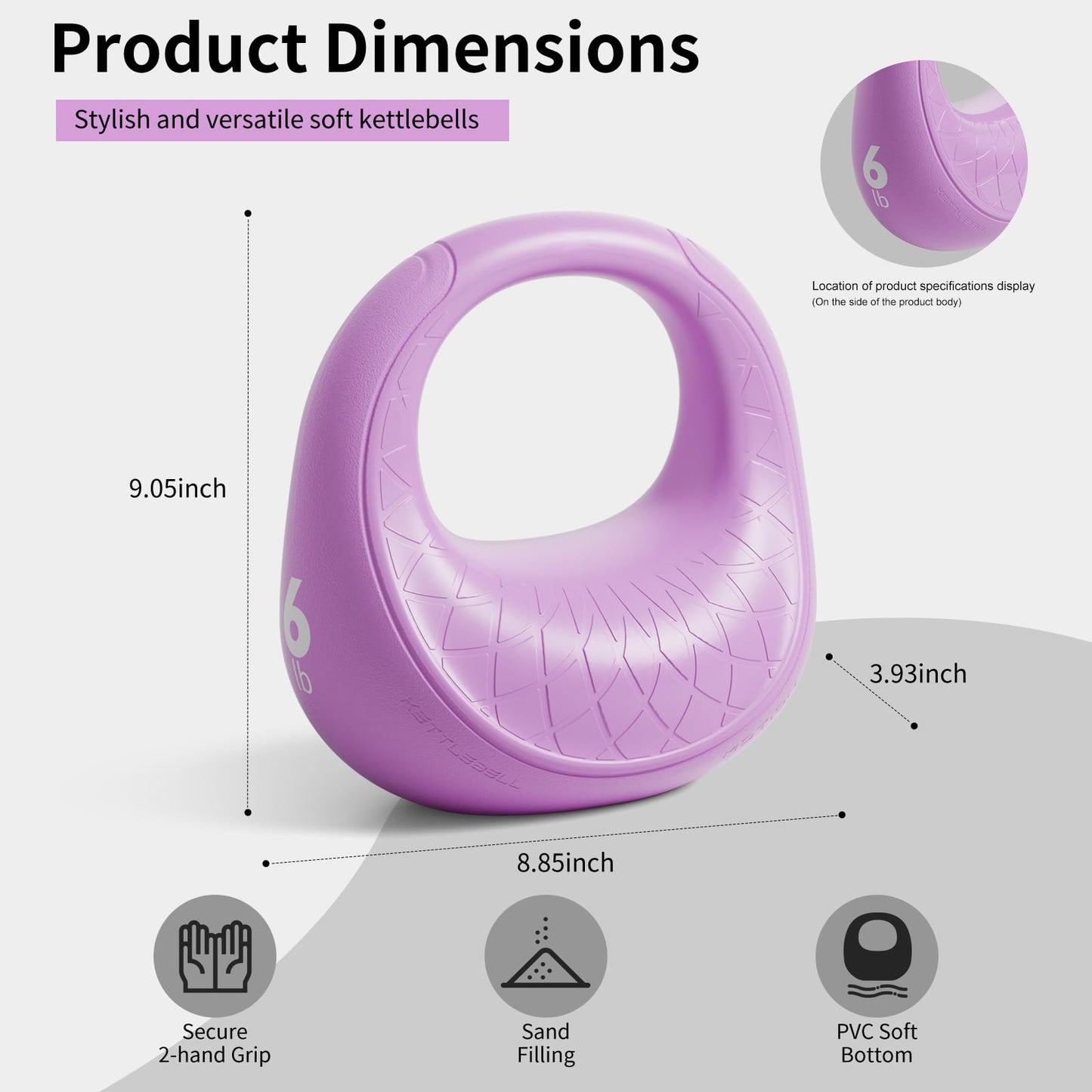 KYVYZOIC Soft Kettlebell, Kettlebells Anti-Slip Grip with Cushioned Impact-Resistant Base, Strength Training Kettlebells Sets for Home Workouts, Kettlebell for Women/Men/Beginners - Purple