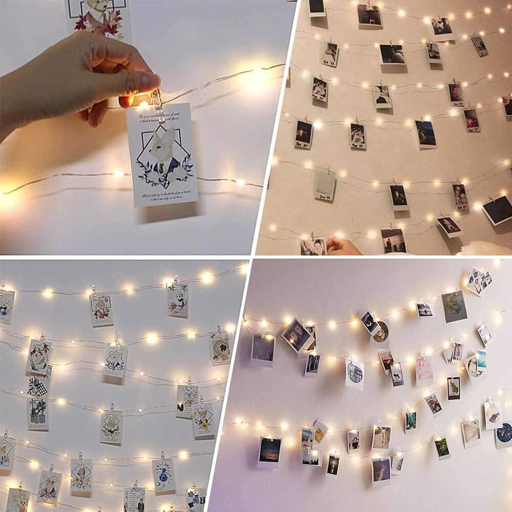 Skiennix Photo Clip String Light - 33Ft 100LED Fairy Lights with Timer & 50 Clear Clips for Décor