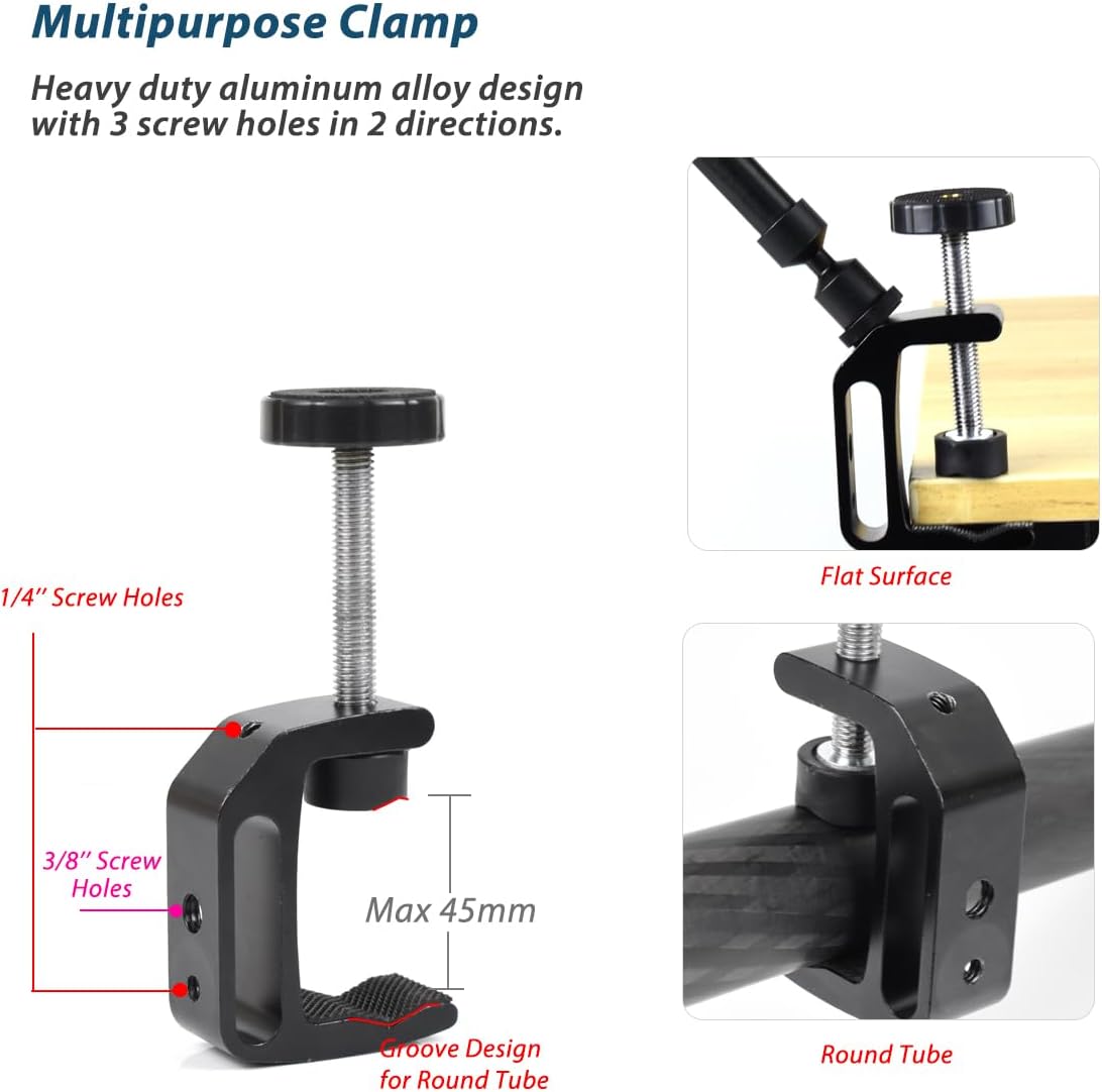 Akeipho 21"/53cm Adjustable Magic Arm with Super Clamp, Overhead Phone Mount, Heavy Duty Desk Camera Mount