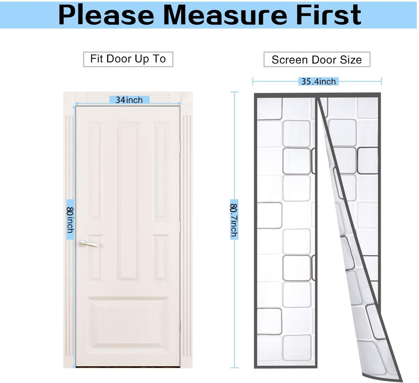 Insulated Door Curtain, Magnetic Thermal Door Cover Screen Door Self-Closing Privacy Magnetic Screen Door Hands Free for Patio, Kitchen, Bedroom, Air Conditioner Room, Fits Doors up to 34" x 80",Grey