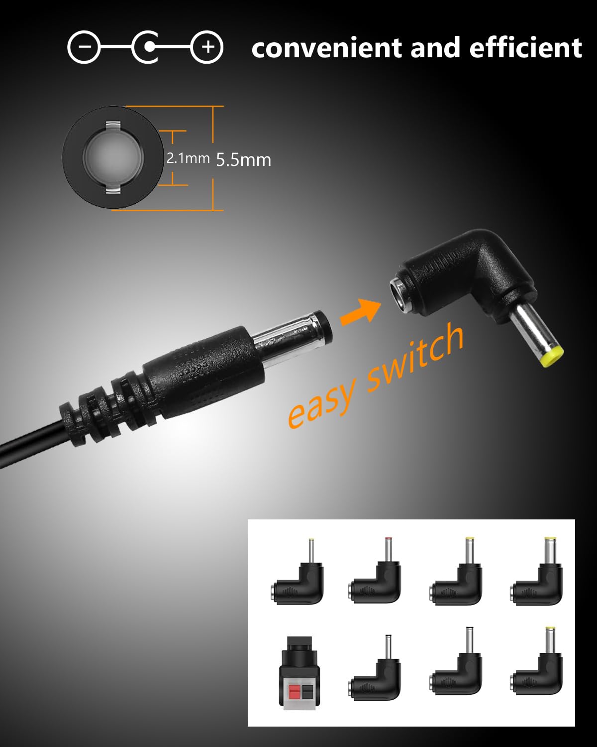 FOYU 12V 2A 24W 8 Cleaner/SPS100 8 Universal AC/DC Adapter Switching Power Supply with Size Plug Tips, Replacement Wall