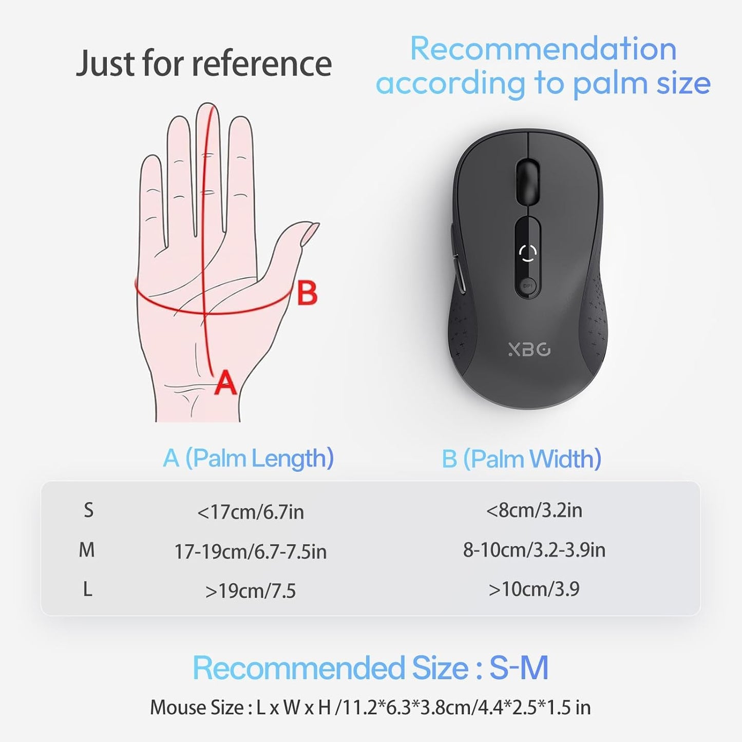 XBG B15 5.0/4.0 2.4G, 5 3-Level Tri-Mode Wireless Mouse, Bluetooth & Adjustable DPI, Type-C Rechargeable with Battery