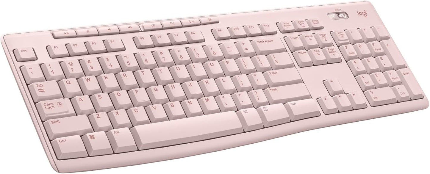 Logitech K270 2.4 8 2-Year Wireless Keyboard for Windows, GHz Wireless, Full-Size, Number Pad, Multimedia Keys, Battery