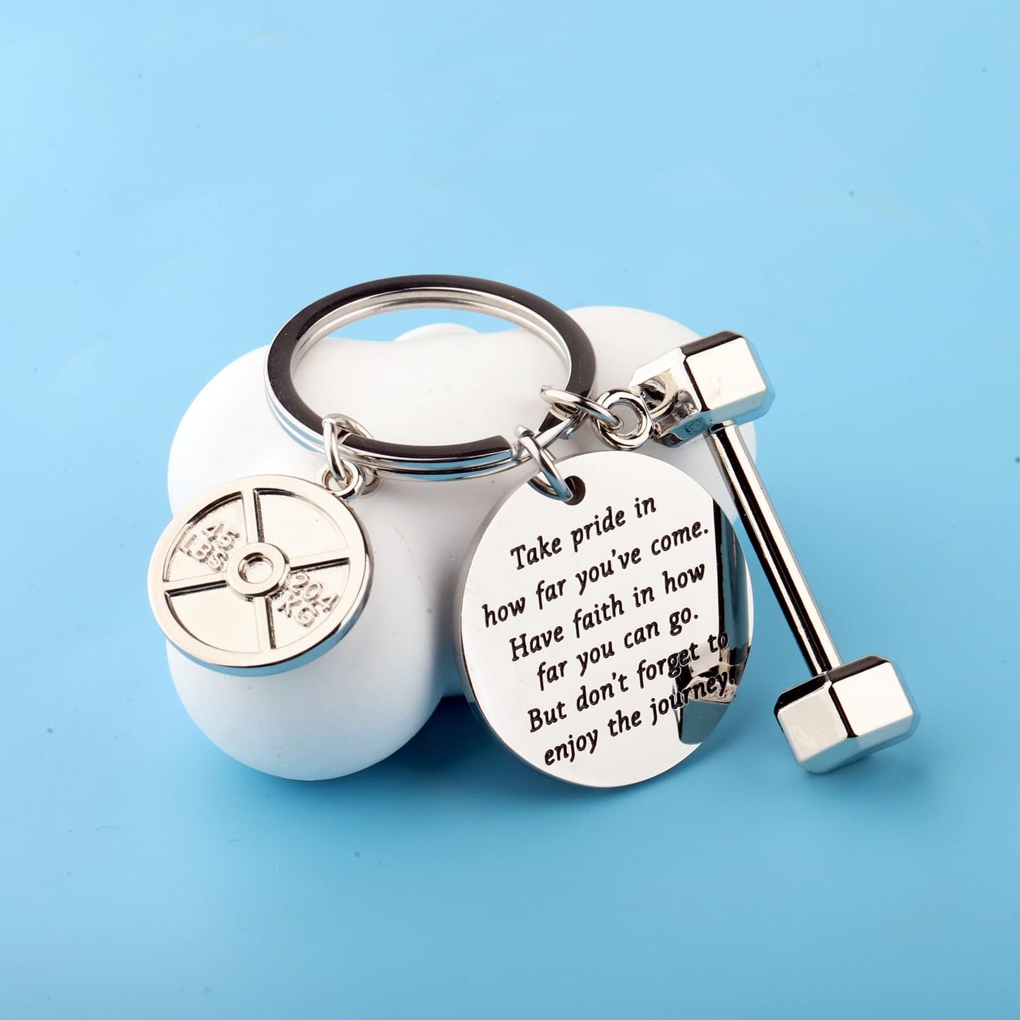FUSTMW Fitness Keychain Weightlifting Gifts for Exercise Lovers Dumbbell Workout Gifts for Instructor Bodybuilder Keyring (Dumbbell K)