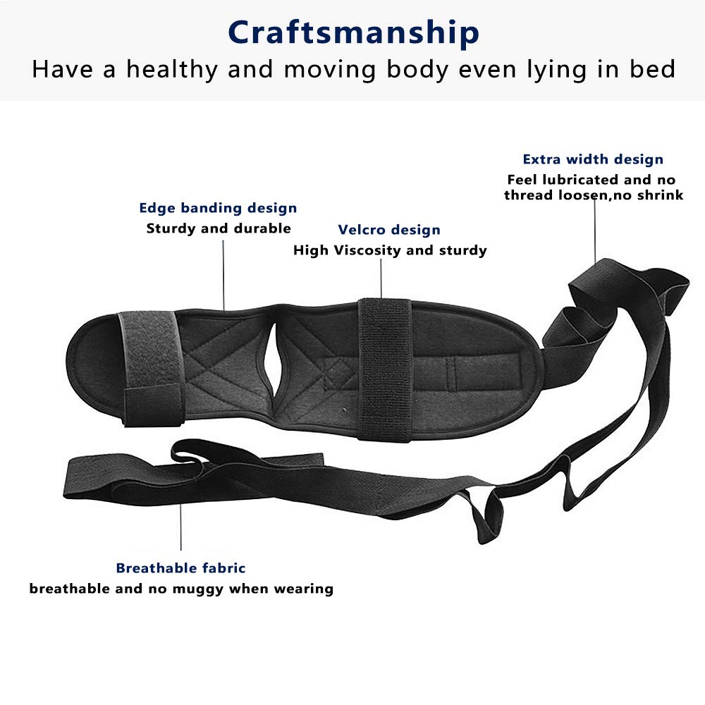 Kangwell Foot Stretcher, Foot and Calf Stretcher-Stretching Strap For Plantar Fasciitis for Heel Spurs, Achilles Tendonitis & Hamstring, Yoga Foot & Leg Stretch Strap (Black)
