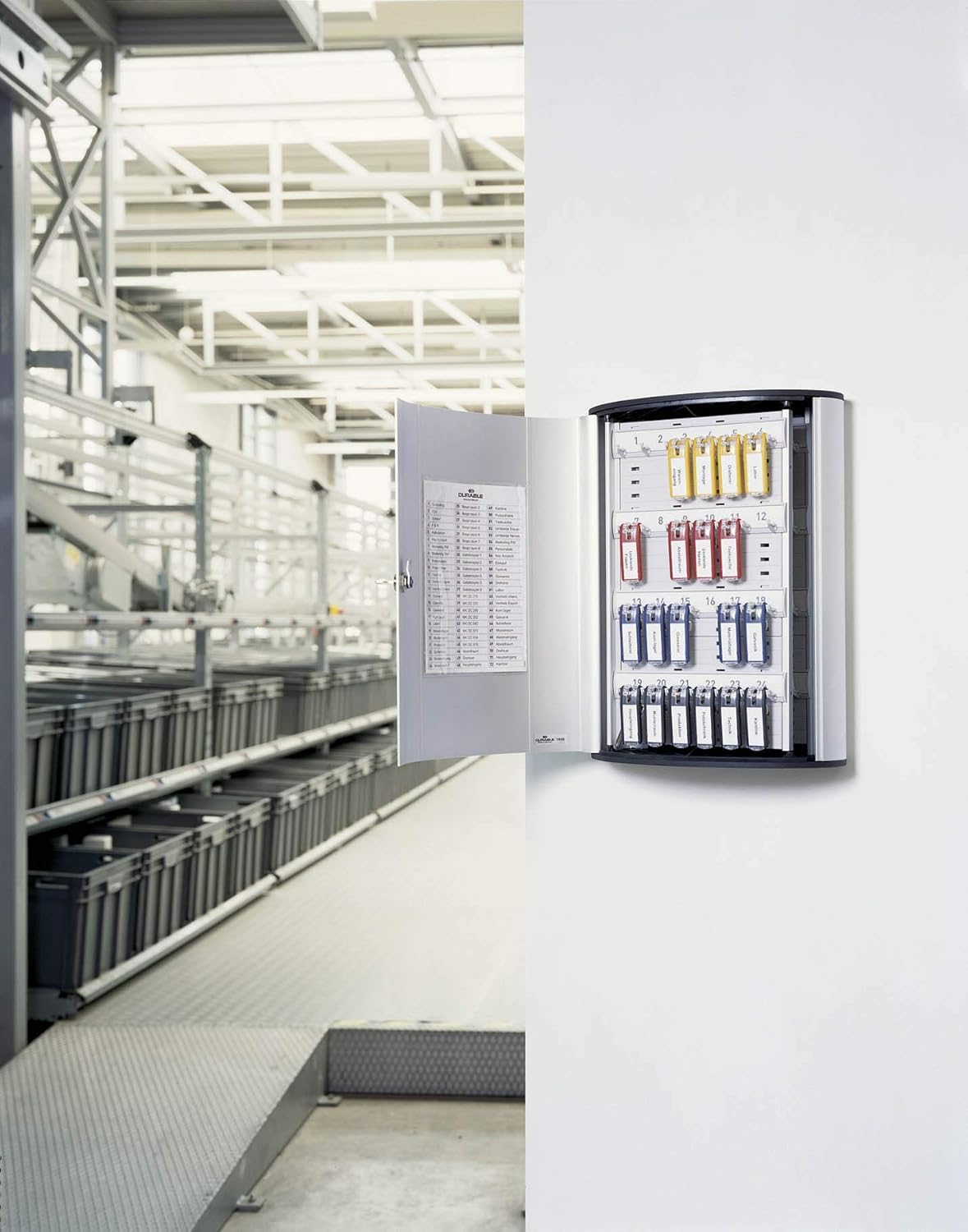 Durable Key Safe Box 72 - Wall Mounted Turn Lock Key Holder Holds 72 Key Clip Keys - Securely Lock Keys - Aluminum Silver Key Safe Including 6 Key Clip Tags