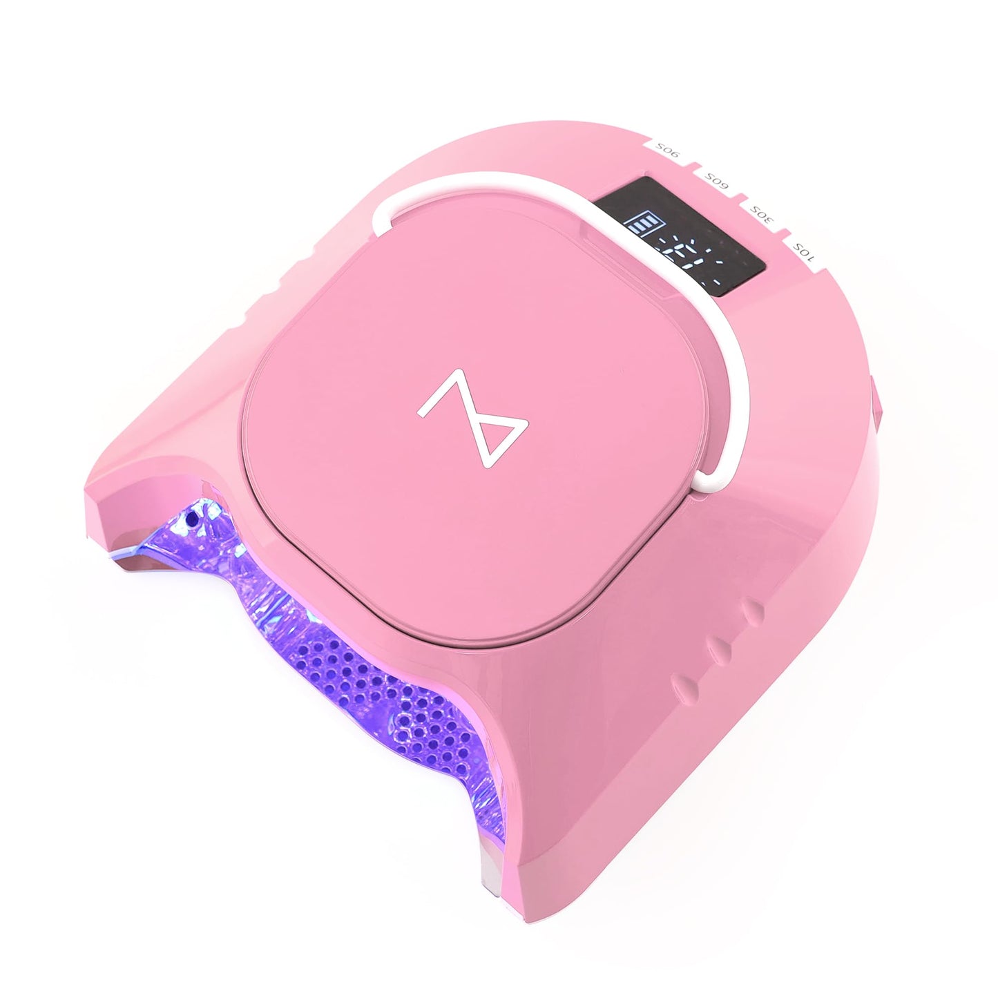 M - GlowPro Professional Hybrid 86W Wireless Rechargeable UV LED Nail Curing Lamp Cordless Nail Dryer for Gel Nails, Manicure, Pedicure (Pink)