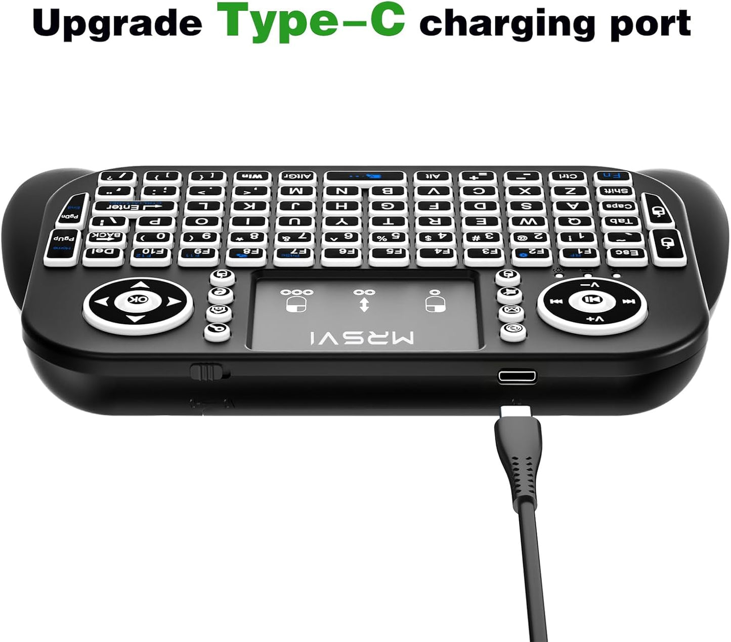 MRSVI Touchpad-2.4GHz Dual-Mode,7-Color PS3, Mini Keyboard with & Bluetooth Backlight, Multimedia Hotkeys