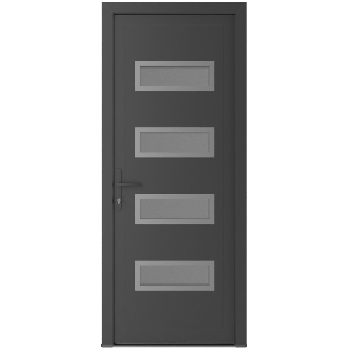 VDOMDOORS Front Exterior Prehung Metal-Plastic Door Frosted Glass | Manux 8113 Antracite Grey | Residential Doors Entrance Patio Garage W32 x H80 Right-Inswing