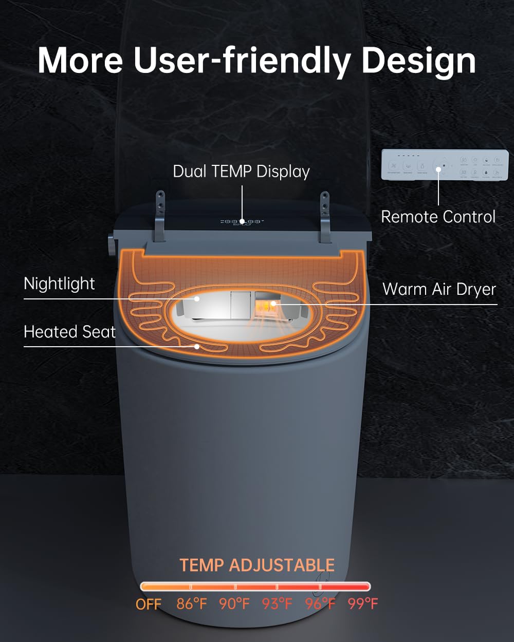 EPLO Smart Toilet Bidet with Auto Open Close,1000 Gram MaP Flush Score,Foam Dispenser, ADA Comfort Height, Moving Dryer,Auto Flush,Heated Seat,One Piece Elongated Toilet with Tank Built in U8MAX