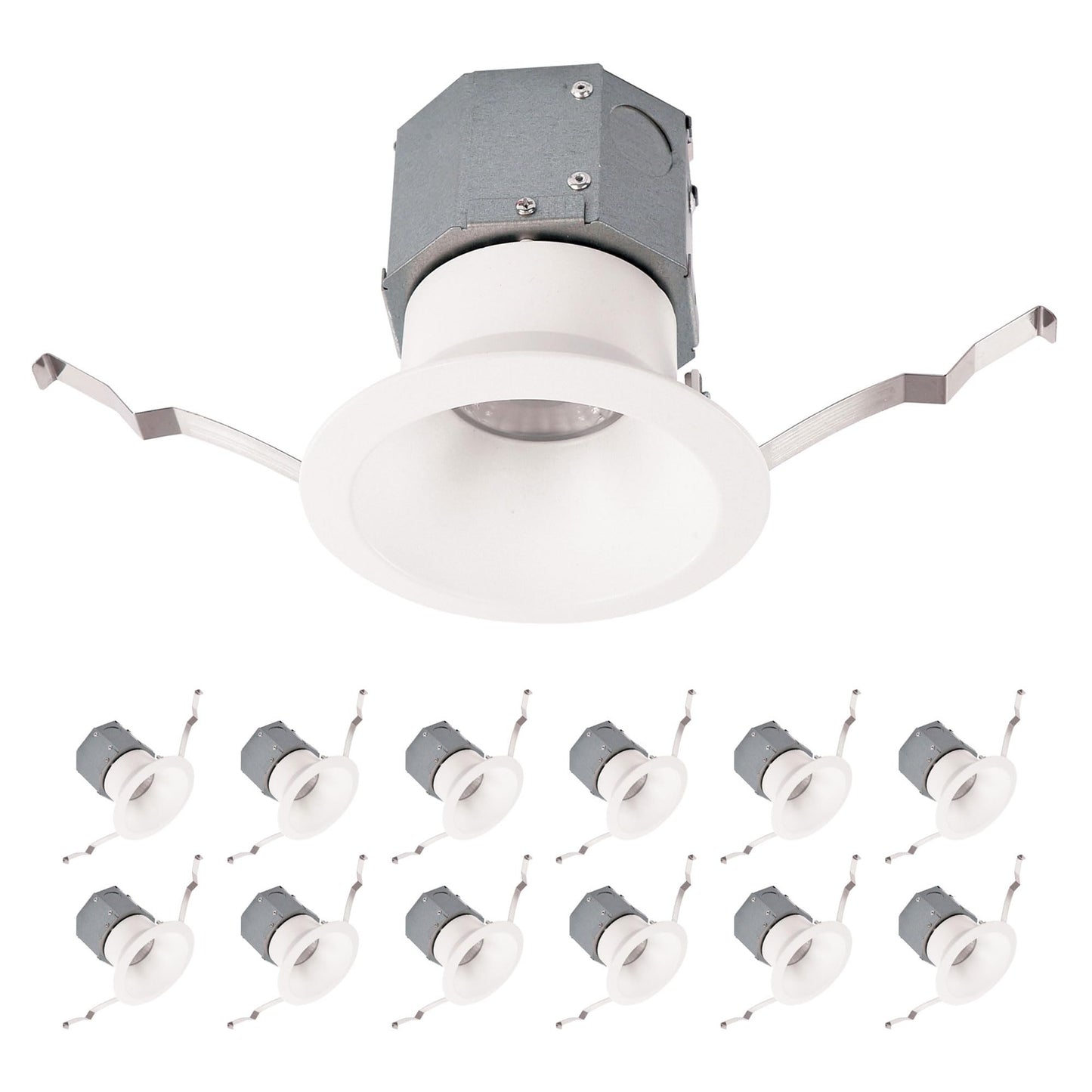 WAC Lighting Pop-in 4in LED Round Recessed Light with Built-in Junction Box 5-CCT Selectable 12W 1,080 Lumens 120V-277V Universal in White (Pack of 12)