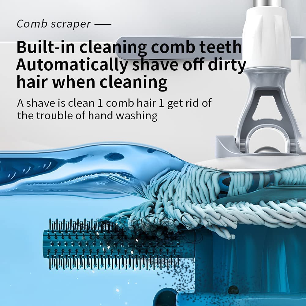 Michao Spin Mop Bucket Deluxe 360 Spinning Floor Cleaning System with 6 Microfiber Replacement Head Refills,62" Extended Handle,4X Wheel for Home Cleaning