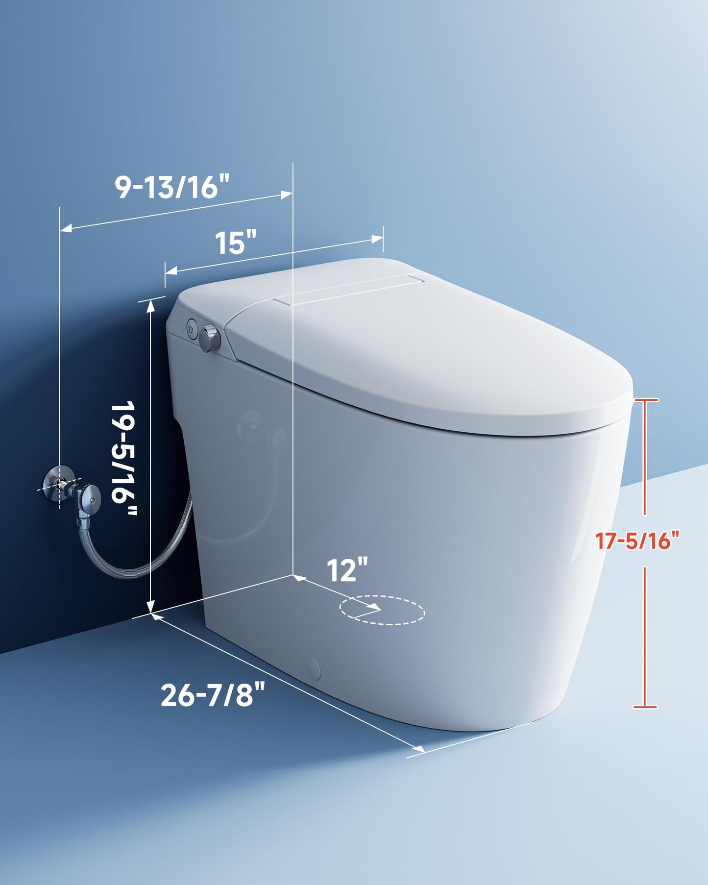 HOROW HR-T30 Non-Electric Bidet Toilet, Tankless Toilet with ADA Chair Height, 1.0GPF and Powerful Flush, Skirted One Piece Toilet for Bathroom, 12" Rough in