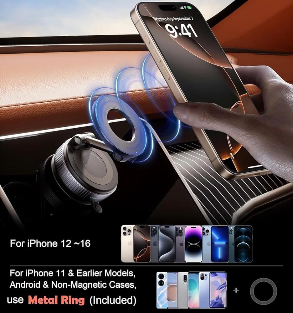 BEIDOQIXIN 360 Automobiles[98+LBS 2800gf Magnetic Car Phone Holder Vacuum Adsorption Suitable for iPhone and Android